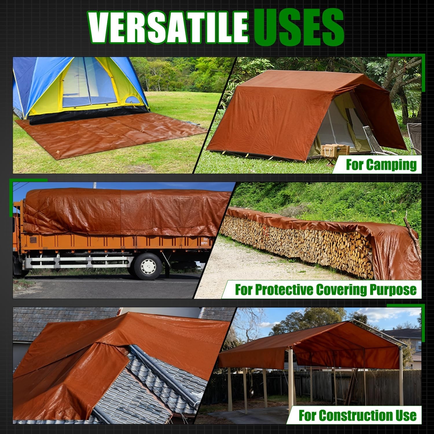 Sunvigor Tarp Waterproof 10x20Ft, Extra Thick 12 Mil Heavy Duty Tarp Cover, T…