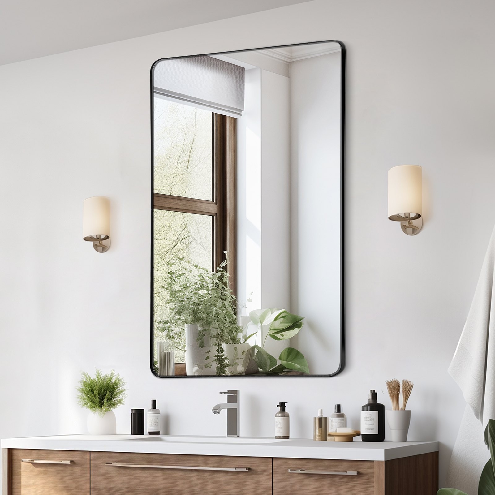 Wall Mounted Makeup Mirror, 0.15″ Thick, 30″ x 55″ Mirror with Aluminium Alloy F
