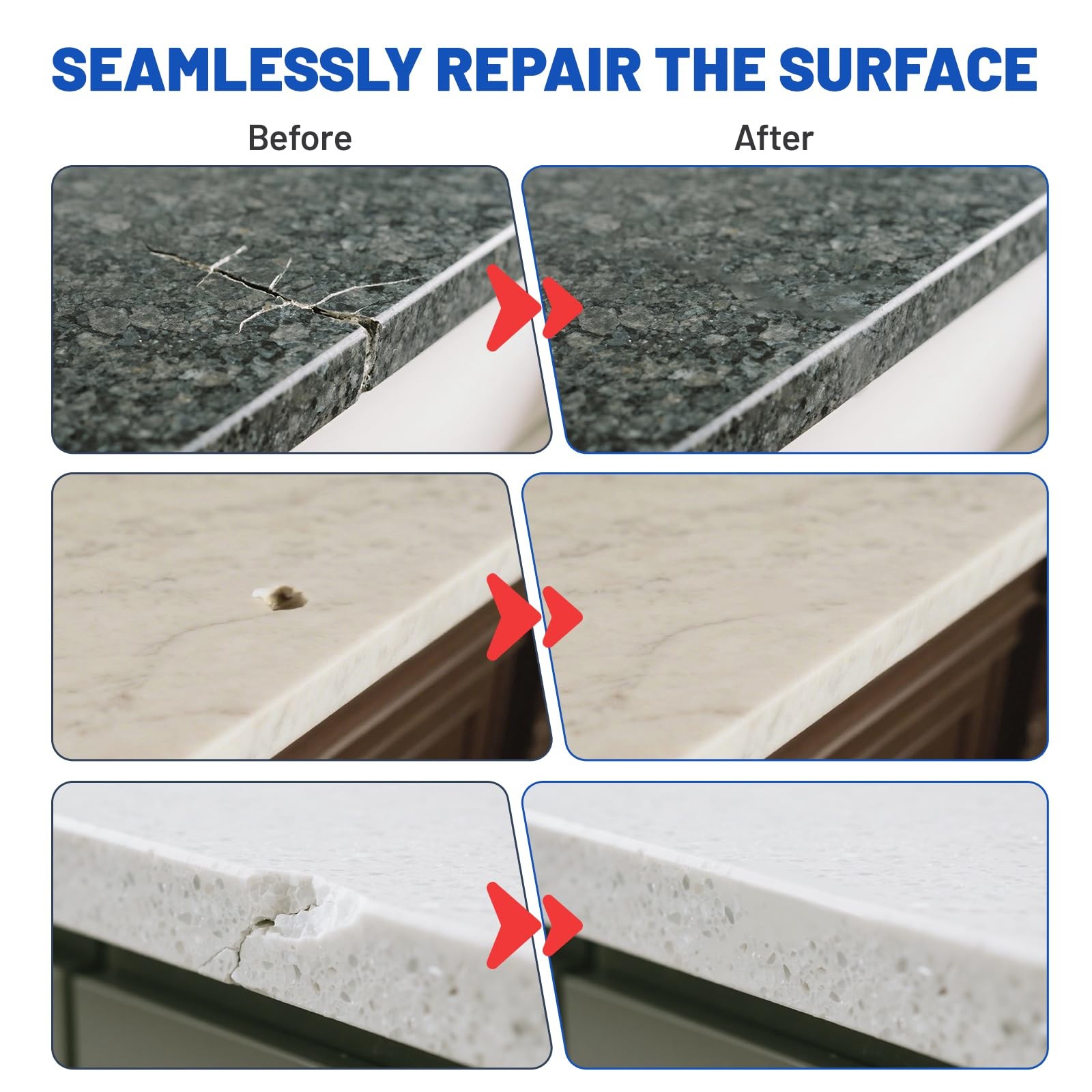 Marble and Granite Repair Kit, Quartz Granite Countertop Repair Kit for Chips…