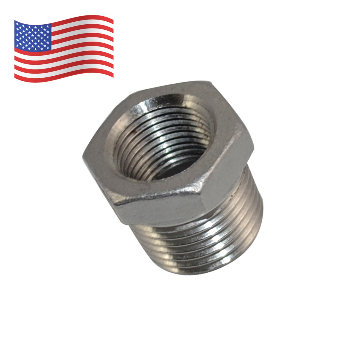 NPT Stainless Steel 1/2″ male to 1/4″ female HEX Reducer bush bushing adapter
