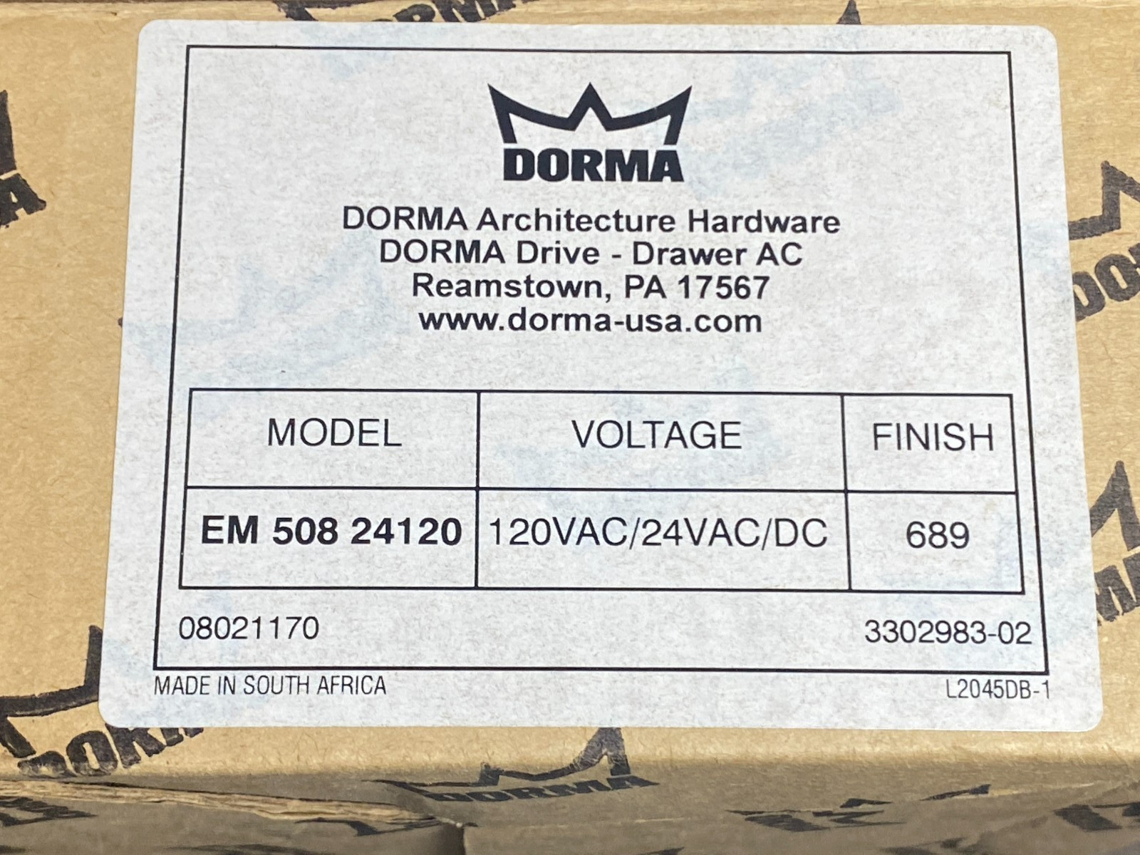 Dorma EM 504 24120 Electromagnetic Door Holder 689 Finish