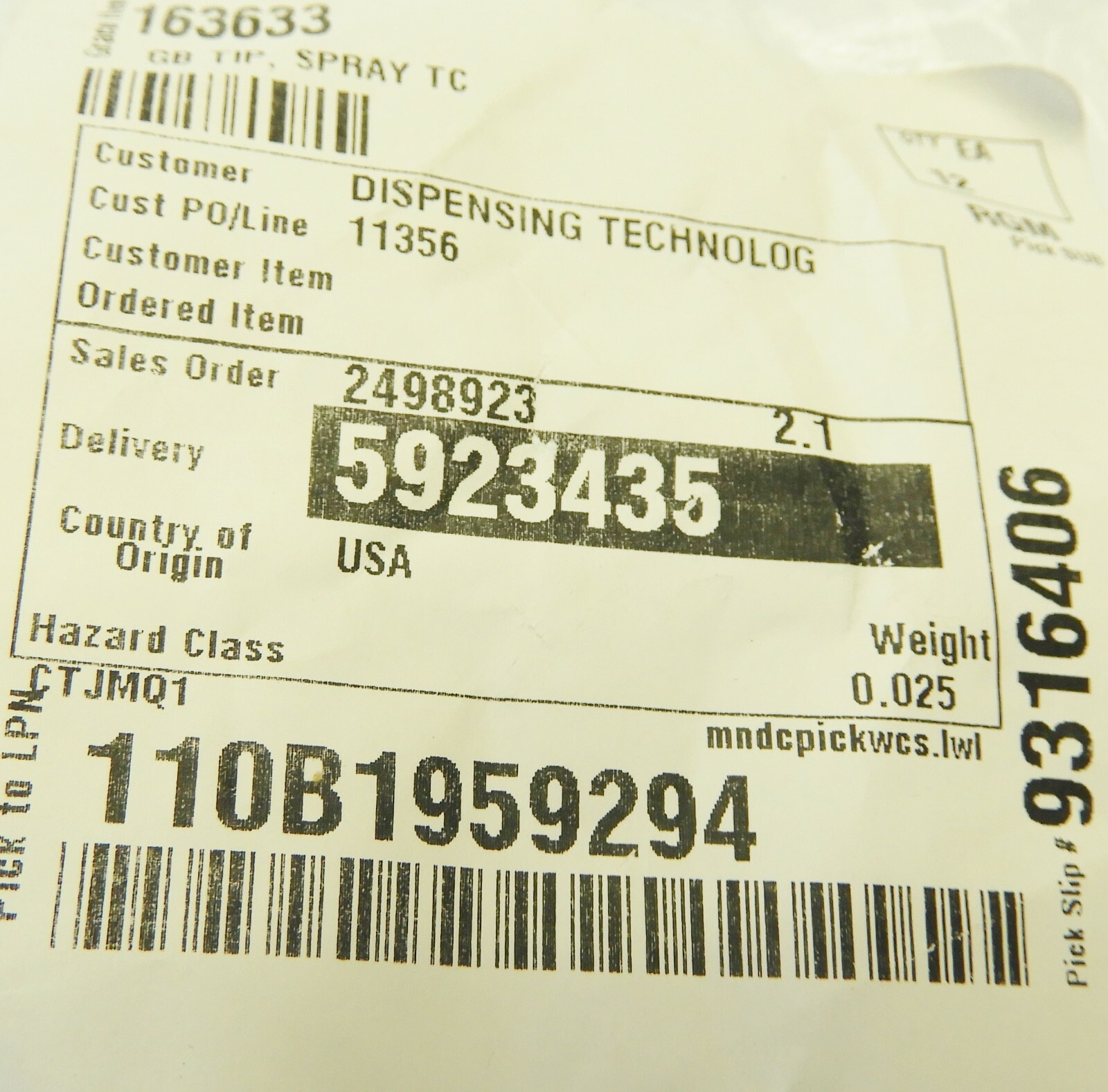 Genuine Graco 163-633 Airless Silver FINE FINISH Spray Tip Fan Width 12-14