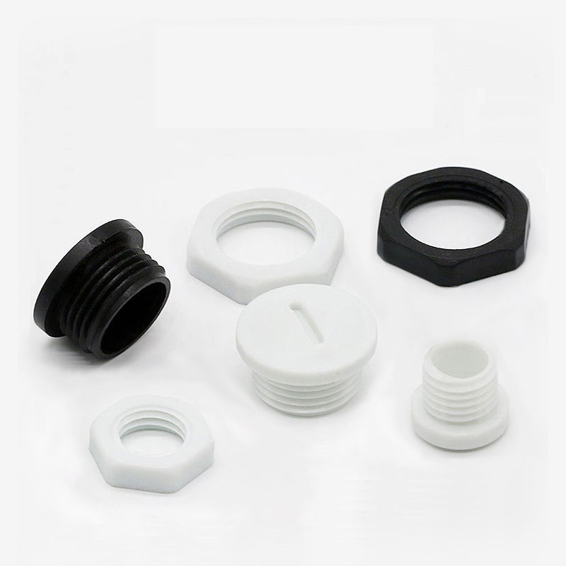 Round Nylon Plastic Blanking Plugs End Caps & Nut M12 – M32 Inserts Waterproof