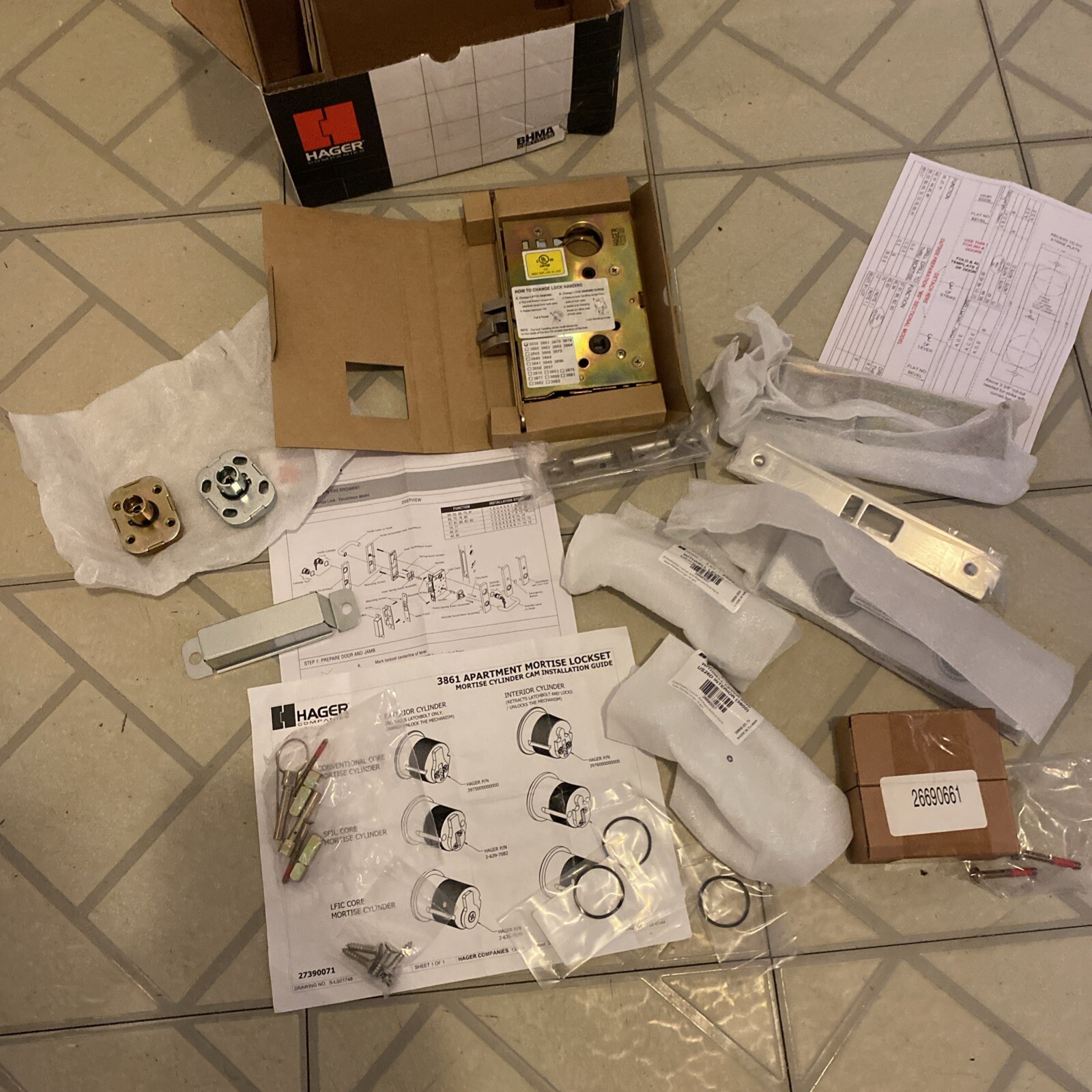 HAGER 3800 Series APARTMENT Mortise Lock Set NEW,3850,3861