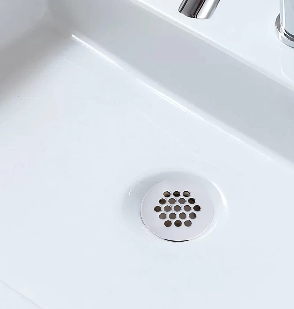Grid Drain Strainer Assembly Without Overflow for Bathroom Chrome Plated
