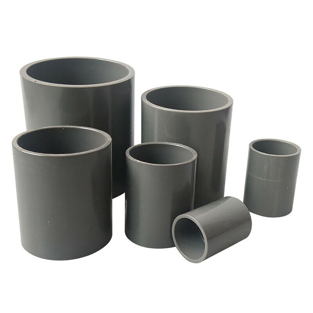 Grey PVC Direct Pipe Fitting Straight Joint Water Pipe Socket Coupling 20~200mm