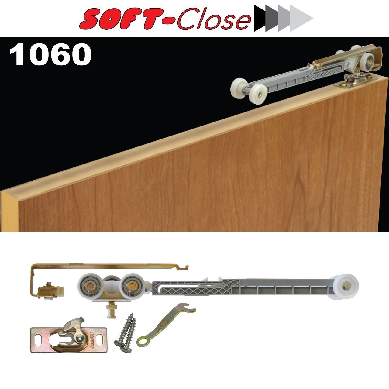 Johnson Hardware 1060 Soft Close Hanger – USA Made, Standard Kit, Multicolor