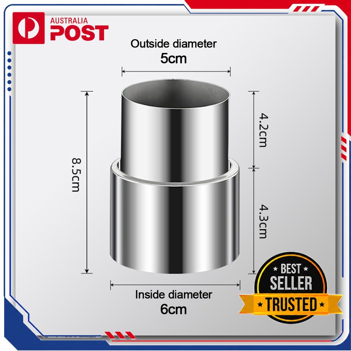 Stainless Steel Exhaust Pipe Reducer Adapter Variable Diameter Joint 3-2 Inches