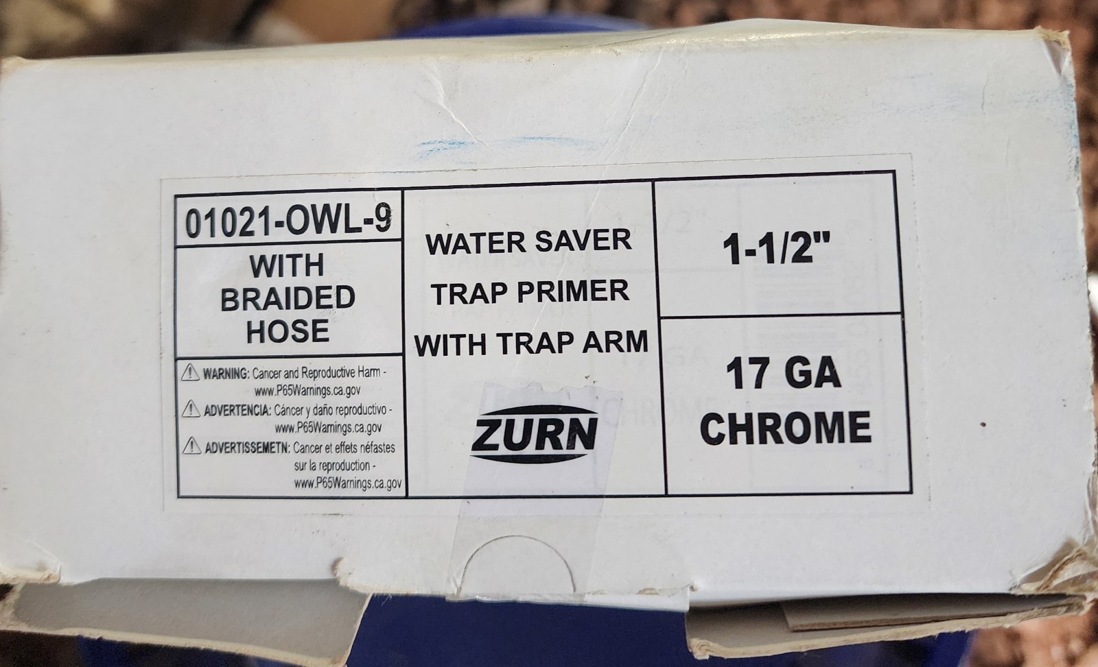 Zurn Water Saver Trap Primer 1 1/2″ model 01021-OWL-9