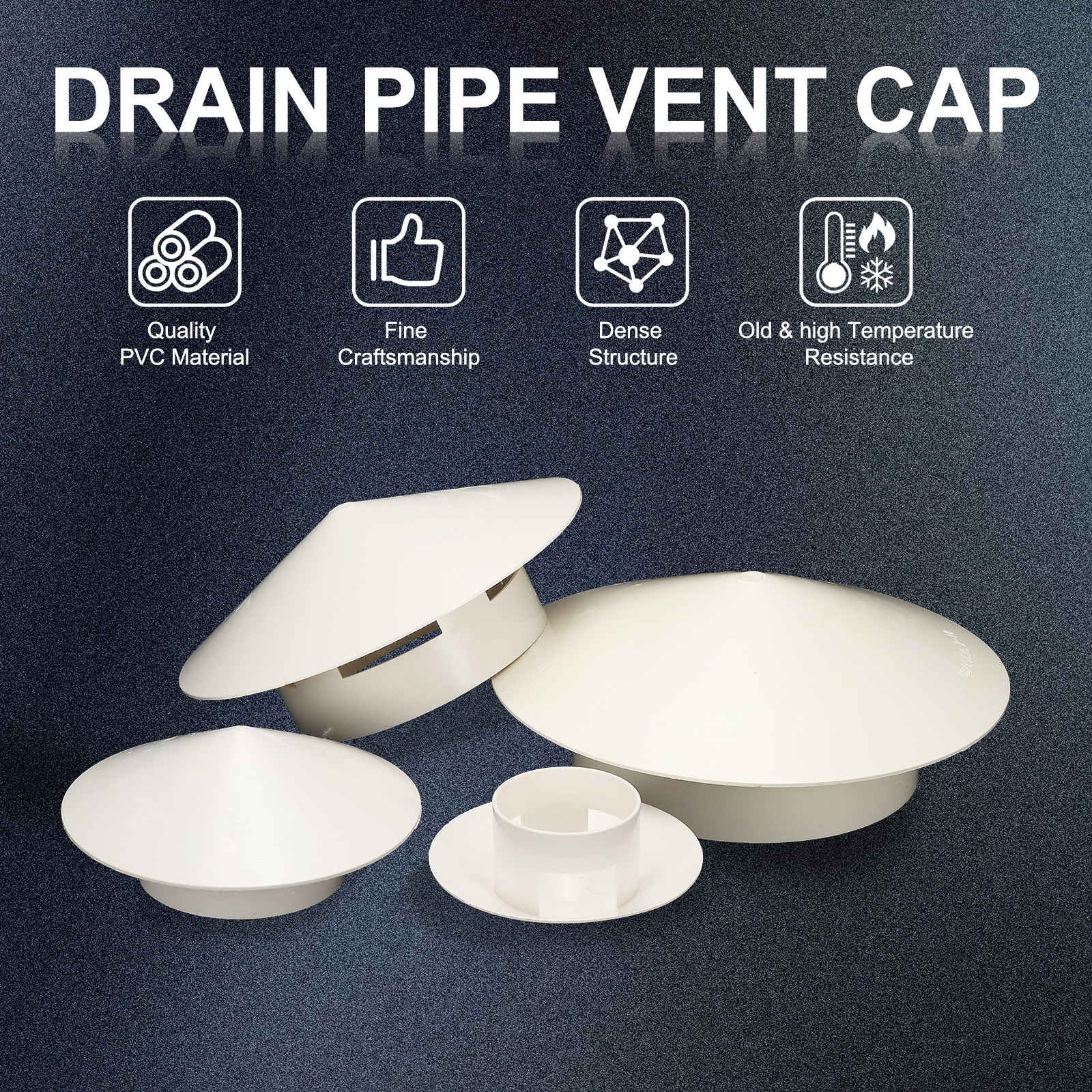 3″ Chimney Cap, 2 Pcs Roof Vent Cap Cowl Rain Cover Air Vent Cap, White