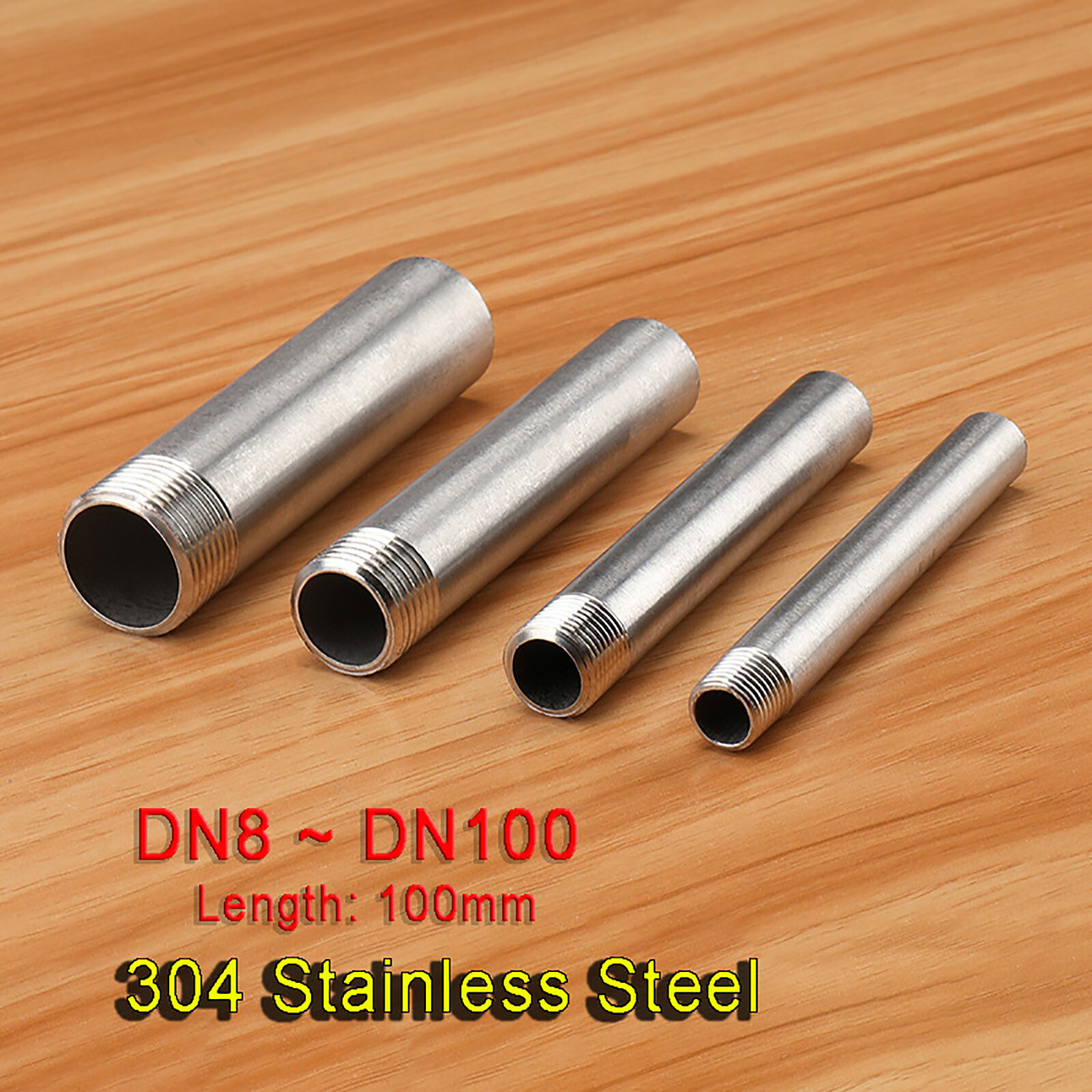 304 Stainless Steel BSP Threaded Pipe Fittings 100mm Long Weld Nipple 1/4″ ~ 4″