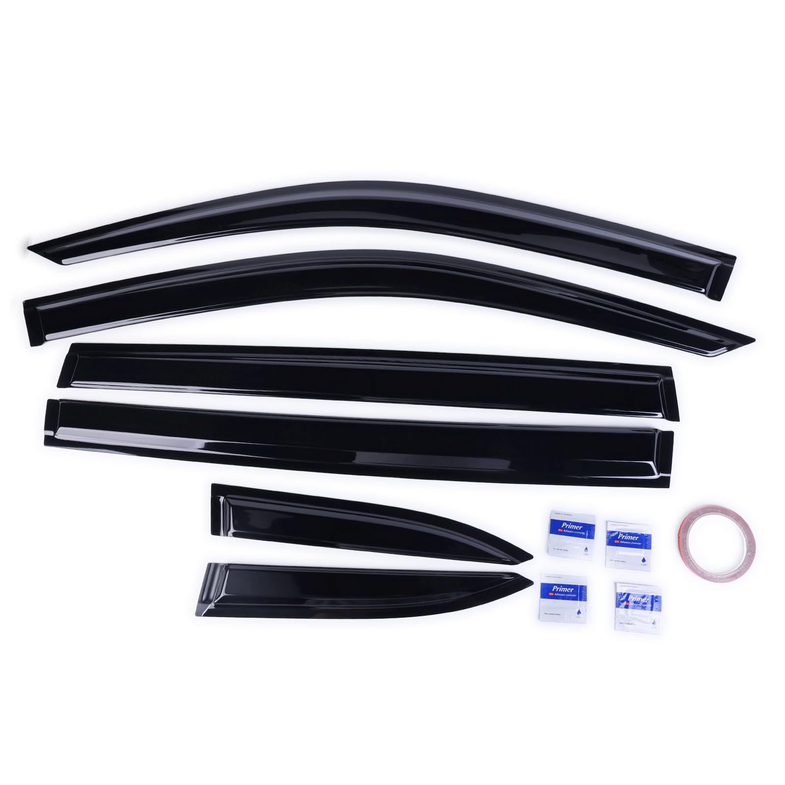 6Pcs Tape-On Outside Mount Window Deflectors for Toyota Highlander 2014-2019