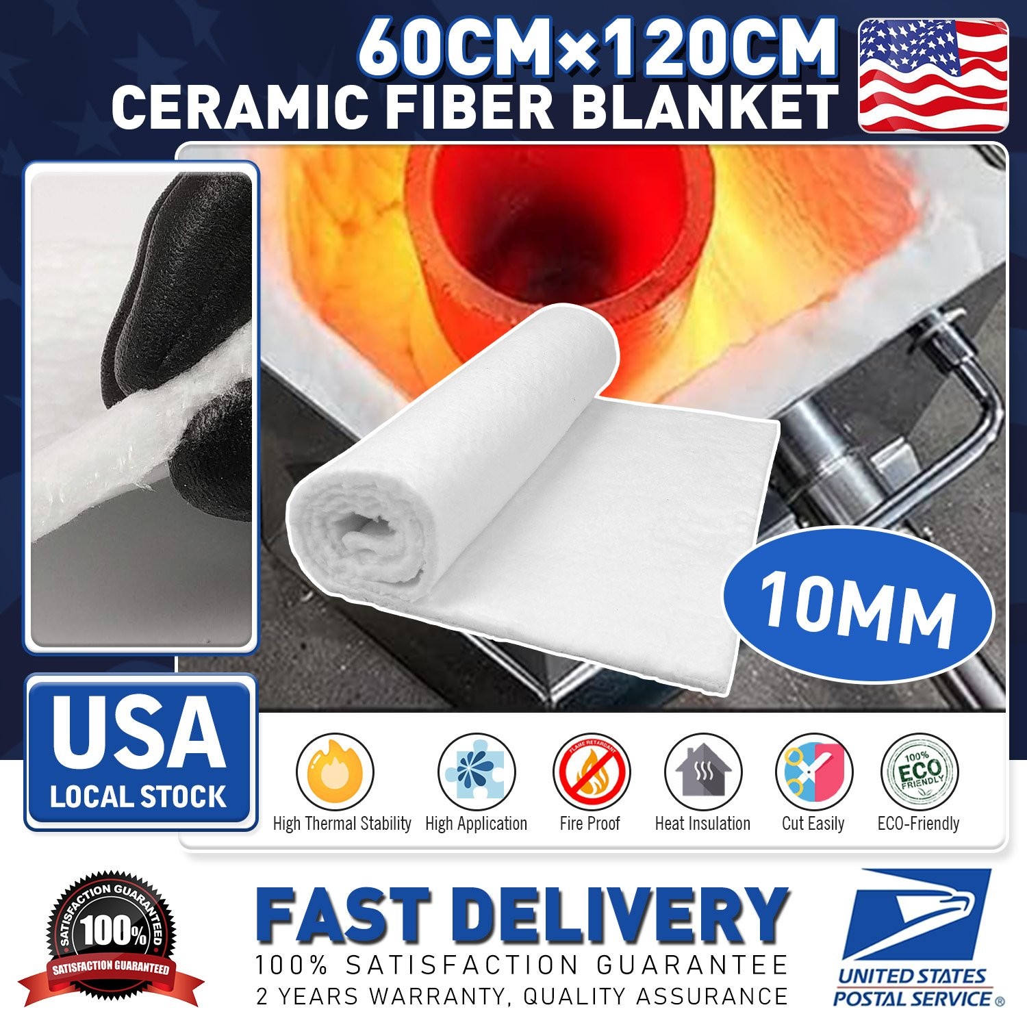 Ceramic Fiber Insulation Mat Fire Resistant DIY For Forges Brazing 24Inch×47Inch
