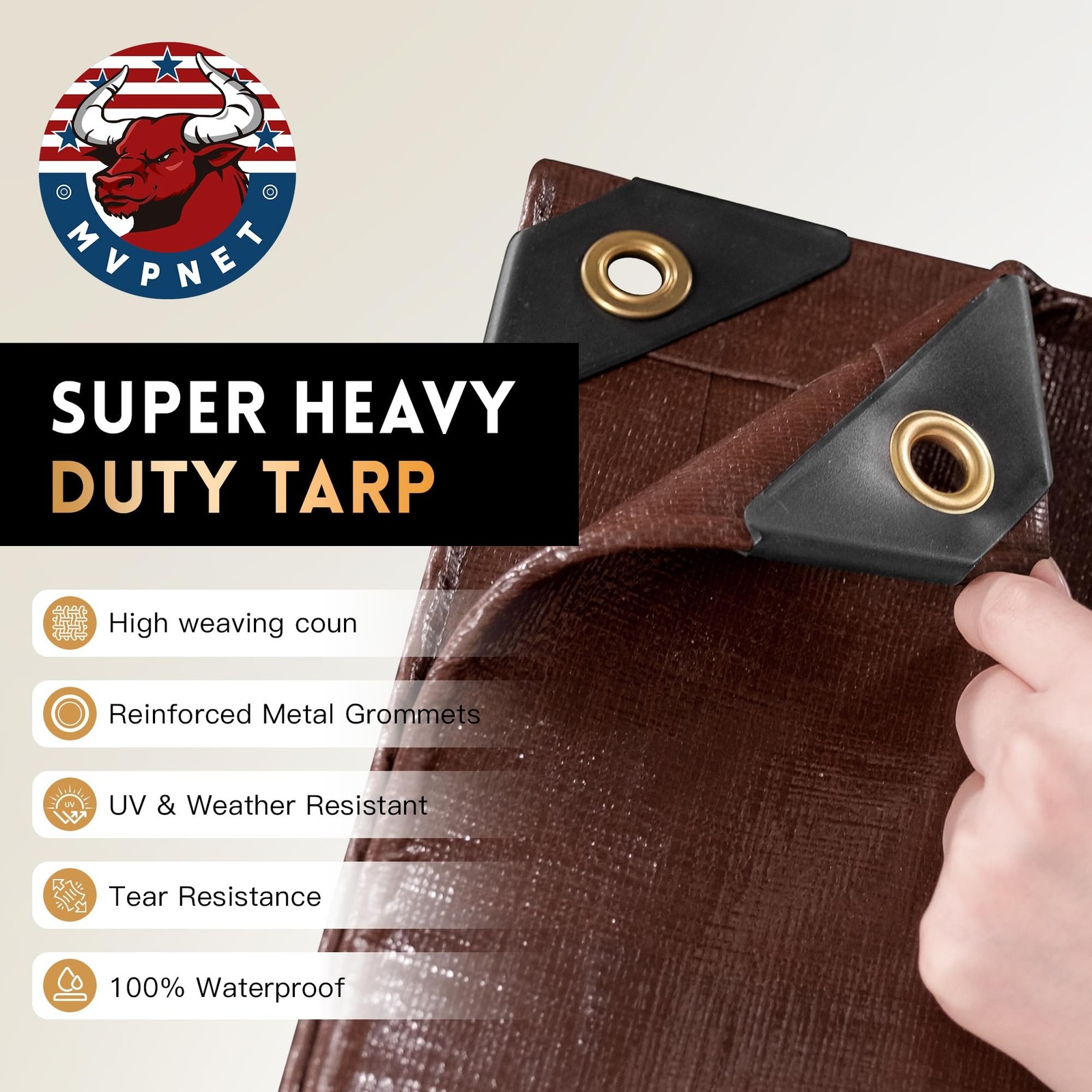 Tarp 6x8FT, 18 Mil Heavy Duty Large Tarps, 100% Waterproof Tarp, UV Resistant…