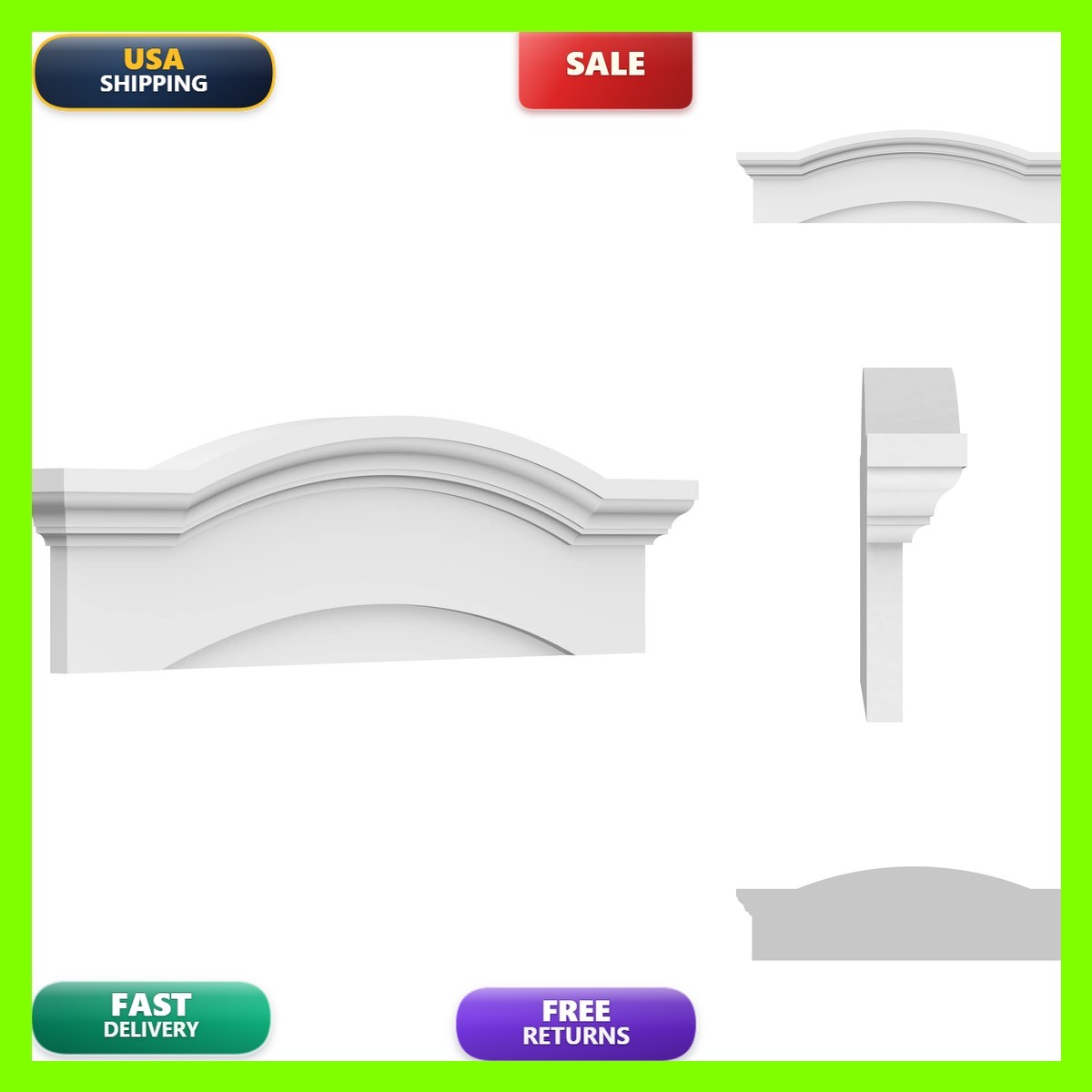 Ekena Millwork 36W X 10-1/2H X 2-3/4P Eyebrow Architectural Grade Pvc Pediment