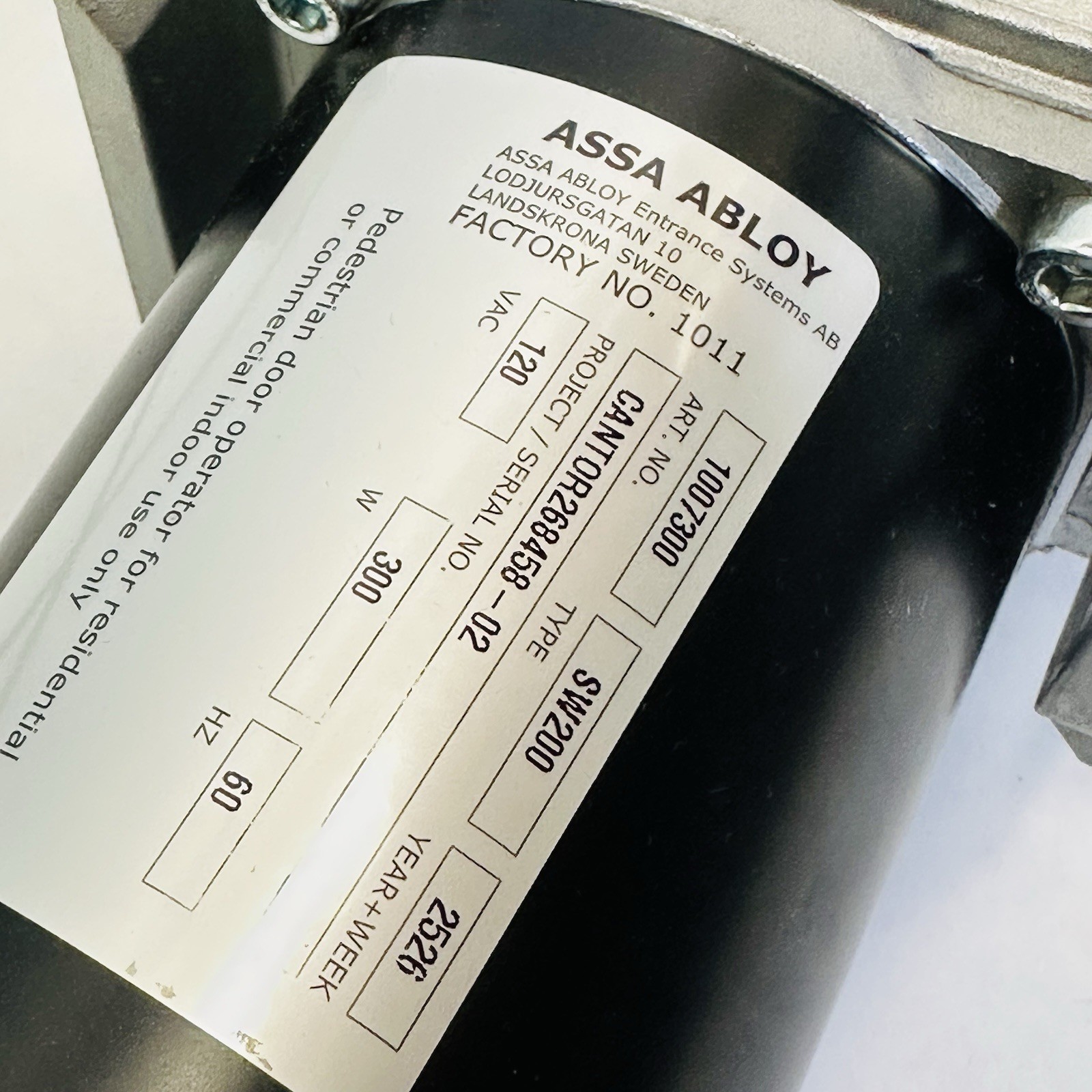 AssaAbloy Sw200 Swing Door Operator Motor Gearbox 1007300 / 1022931 / 80ZY60-220