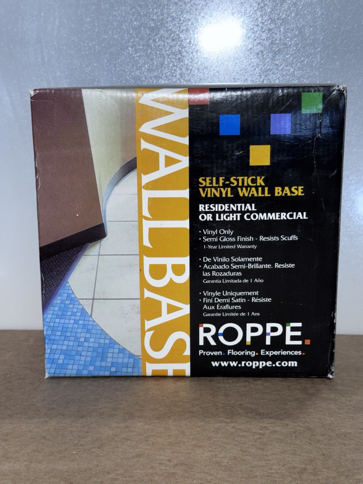 NEW Roppe 4 In. x 20 Ft. Roll Almond Vinyl Self-Stick Wall Cove Base HC40C53S184