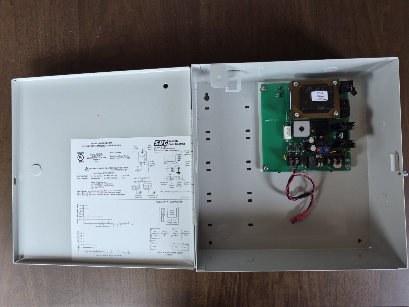 SDC 602RF Power Controller/Supply, 12/24VDC, 1A Out, Charger w/cabinet; 3 avail