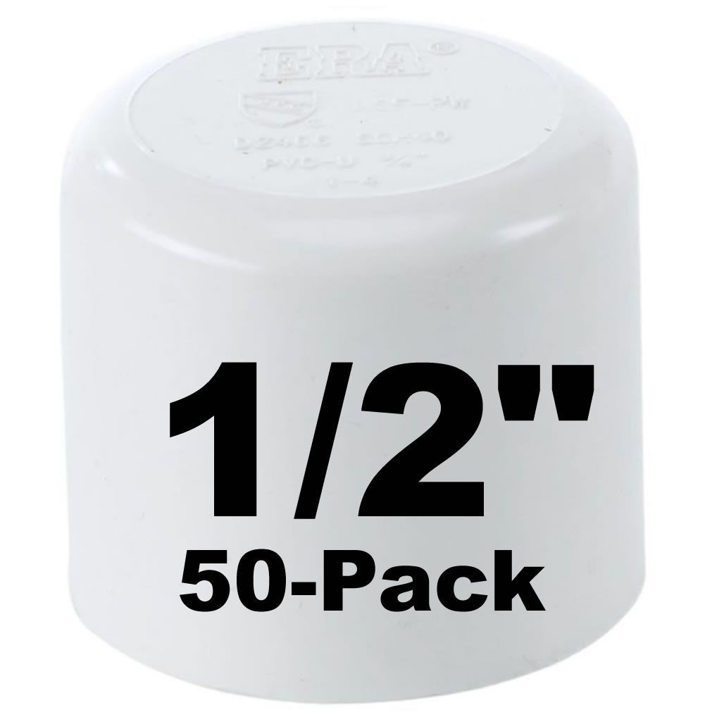 50-Pk 1/2 in. Schedule 40 PVC Cap/End Plug NSF Pipe Fitting (Socket) SCH40 ASTM