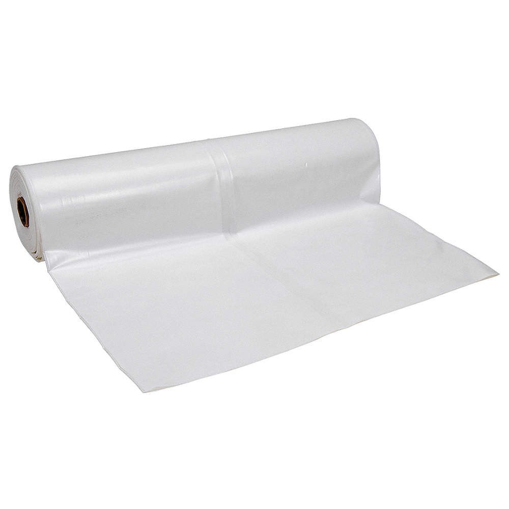 POLAR PLASTICS W124 Construction Film,12×100,4 mil,White 21XR56