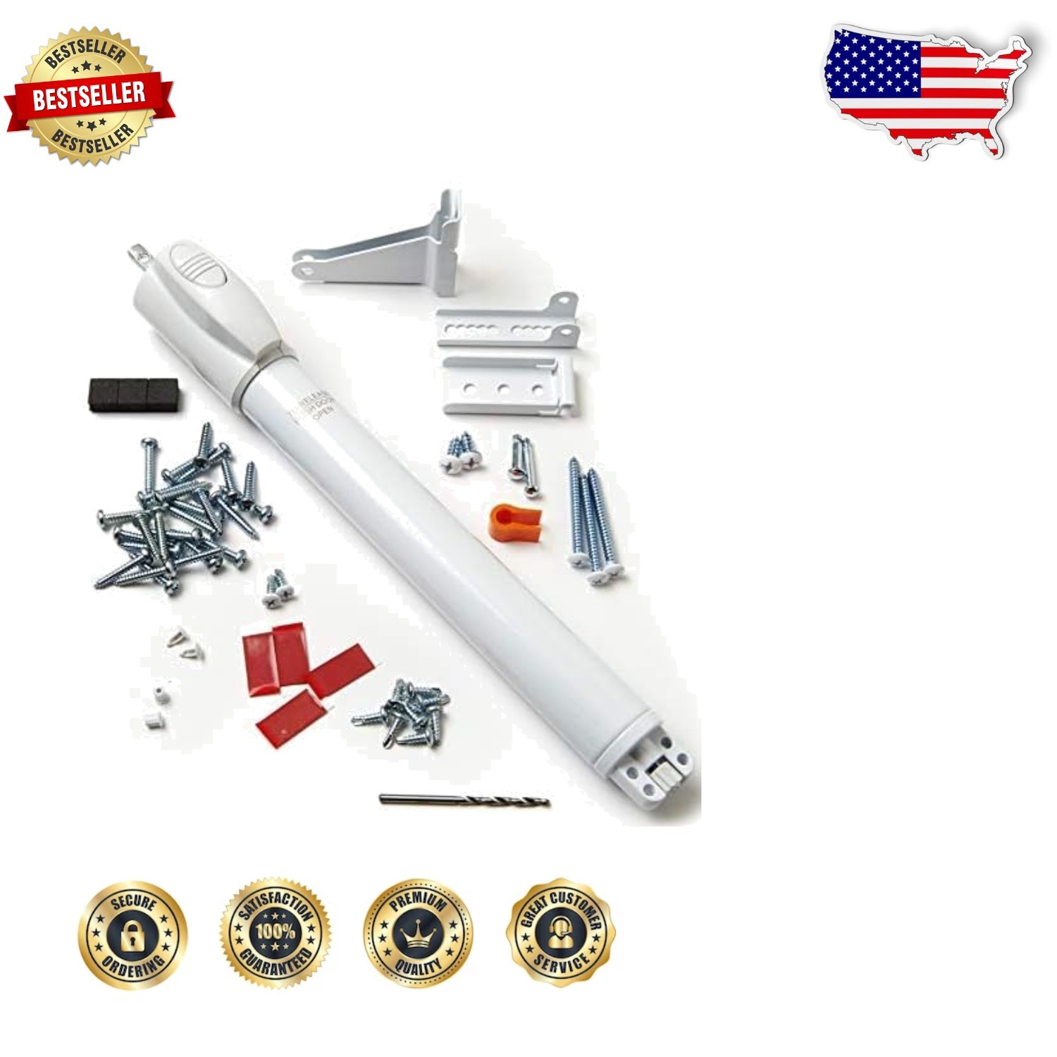 White Storm Door Closer, Metal Construction, Safe & Controlled Closing