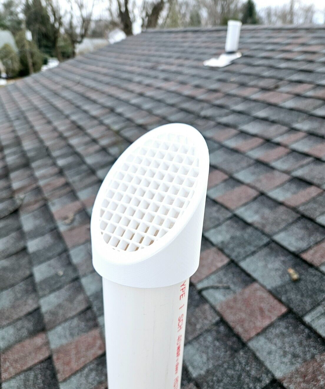 Angled Roof Vent Guard for 2″ PVC Pipe, 1/4″ Screen, All Plastic Heavy Duty