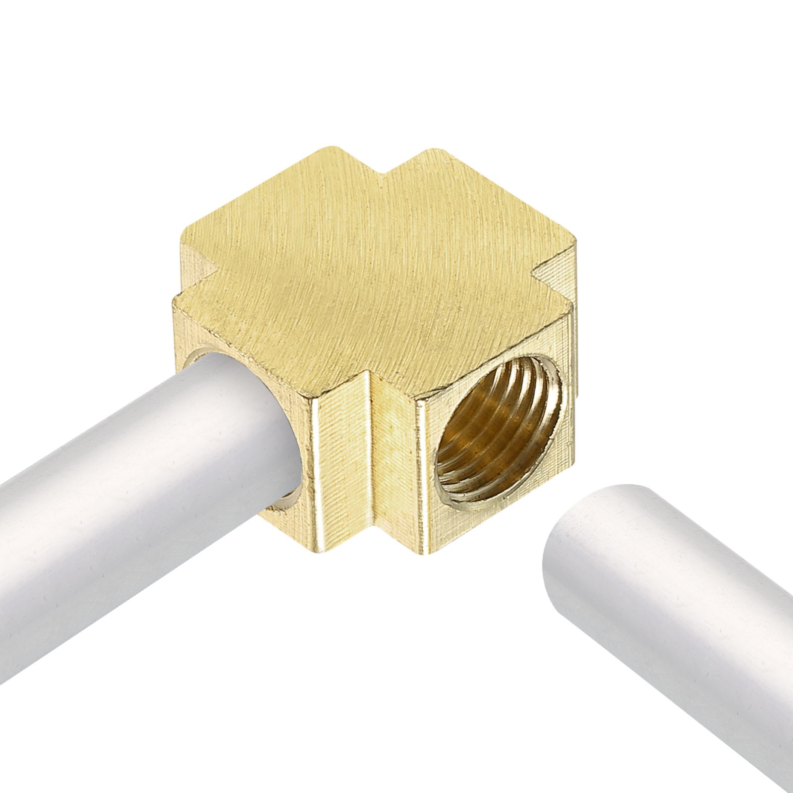 6Pcs Brass 4 Way Pipe Fitting, G1/4″ Female Barstock Cross Fitting Pipe Adapter