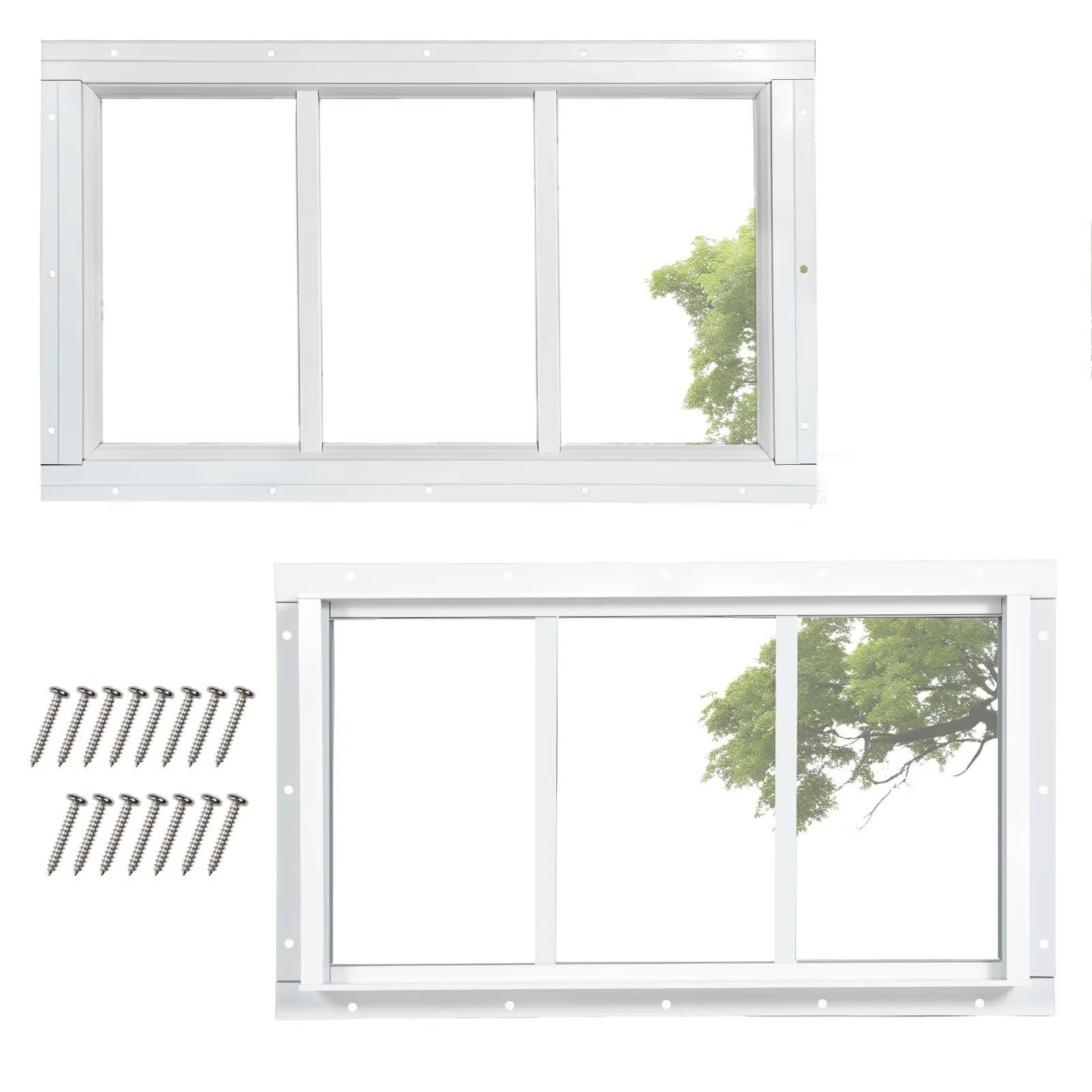 Colorpapa 2 Pack Shed Windows 10X18 Transom Window Fixed Design Tempered Glass