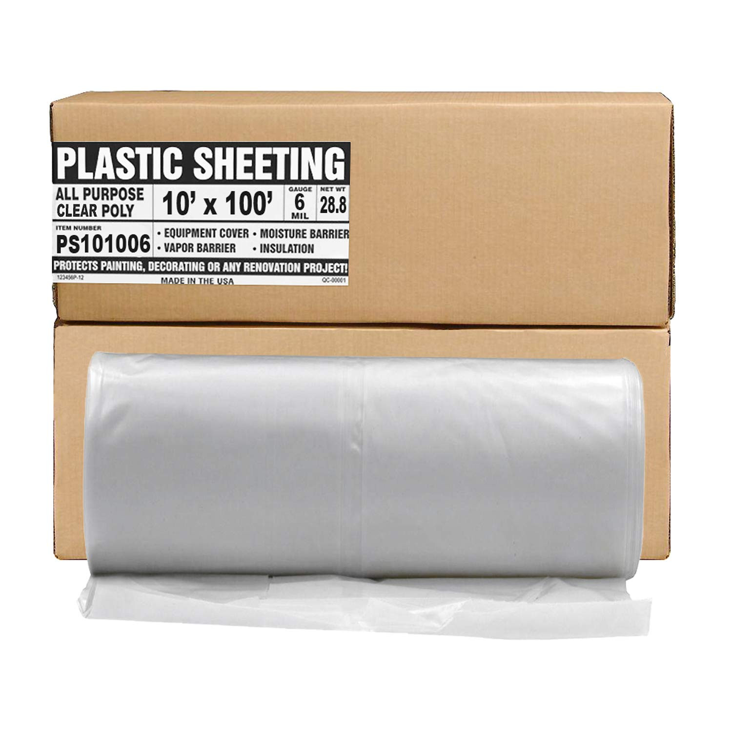 Black Plastic Sheeting – 10′ X 100′, 6 MIL Heavy Duty Gauge – Vapor and Moisture