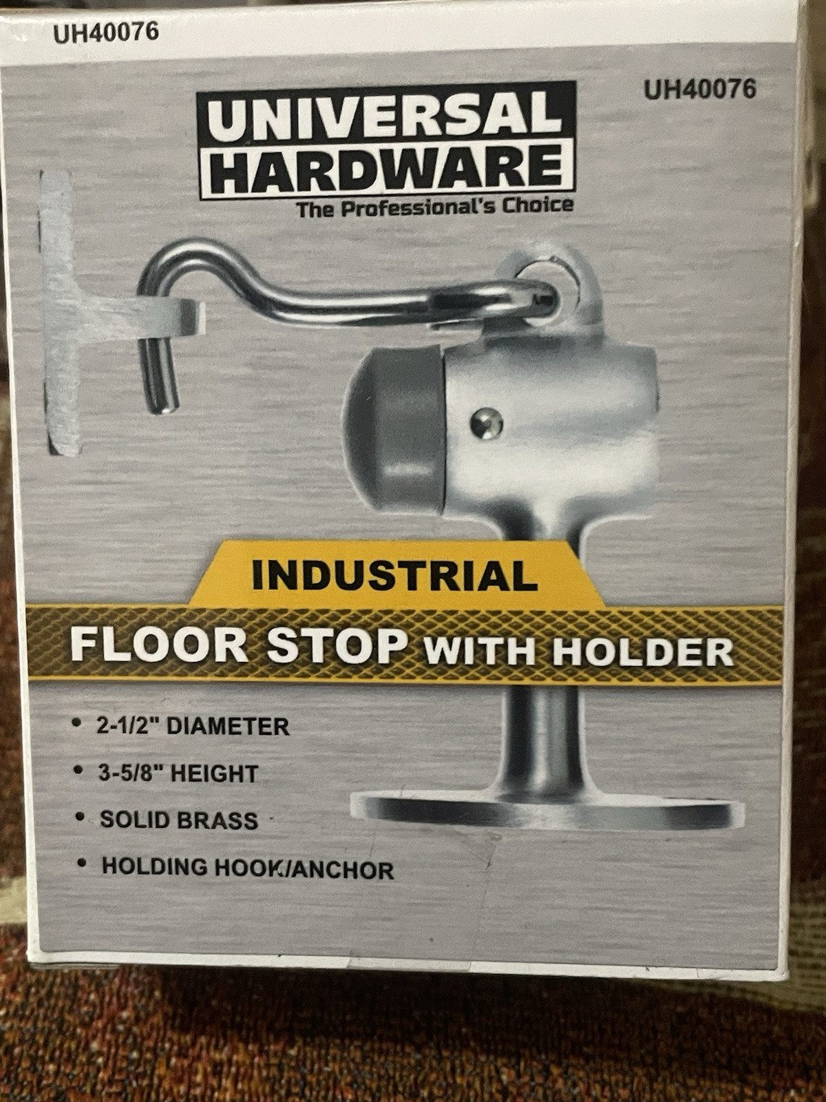 Lot of 6 Universal Hardware 3-5/8” Industrial Door/Floor Stops w/ Holder UH40076
