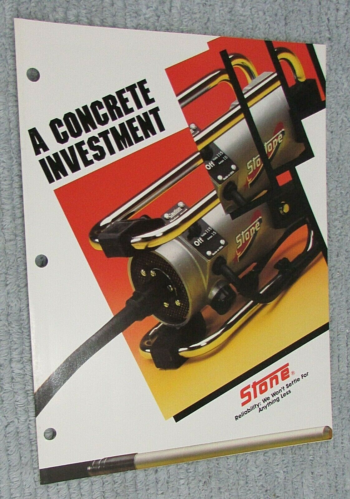New 1987 Stone Construction Equipment Concrete Vibrator Single Fold Brochure