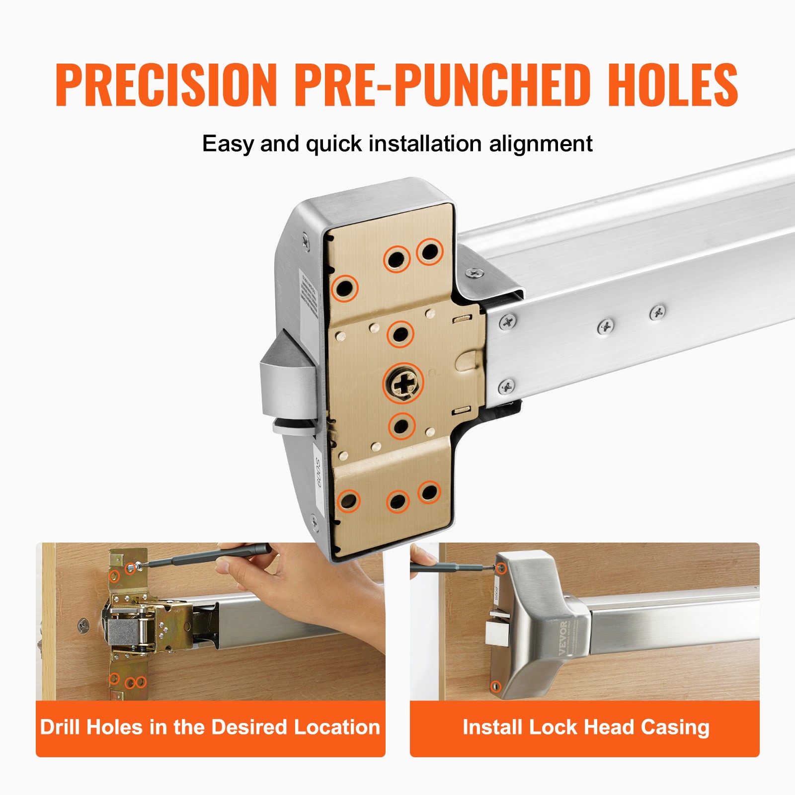 VEVOR Push Bar Door Locks Stainless Steel Panic Bars for Exit Doors with Lever