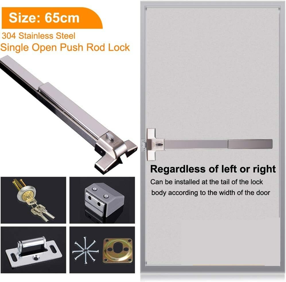 Commercial Door Push Bar with Key Lock – Emergency Safety Device, Easy Install