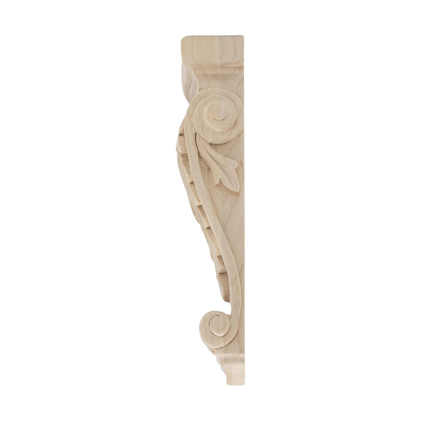 Outwater 7-1/8″ x 2-3/4″ x 1-3/8″ Unfinished Maple Acanthus Leaf Wood Corbel
