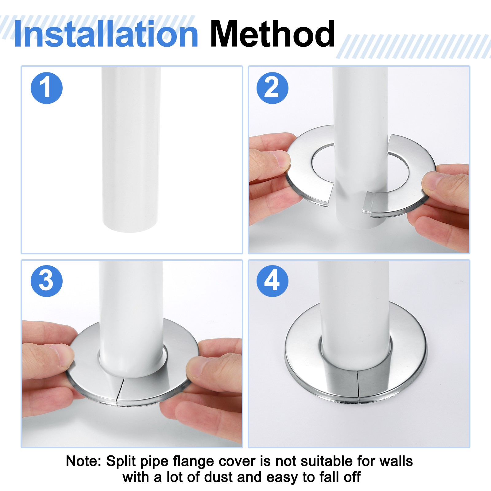 2 Pcs 0.87″ Steel Wall Split Flange Self Adhesive Hole Cover for Floor Ceiling