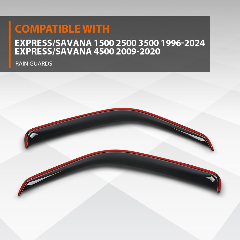 In-Channel Window Visors for Chevy Express GMC Savana 1500-3500 96-24 Smoke 2Pcs