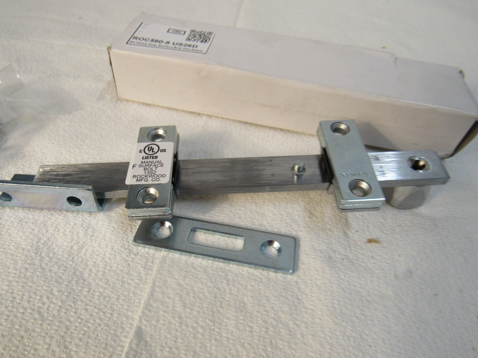 Assa Abloy Rockwood 8″ Heavy Duty Fire Rated Surface Bolt P/N 580-8.26D