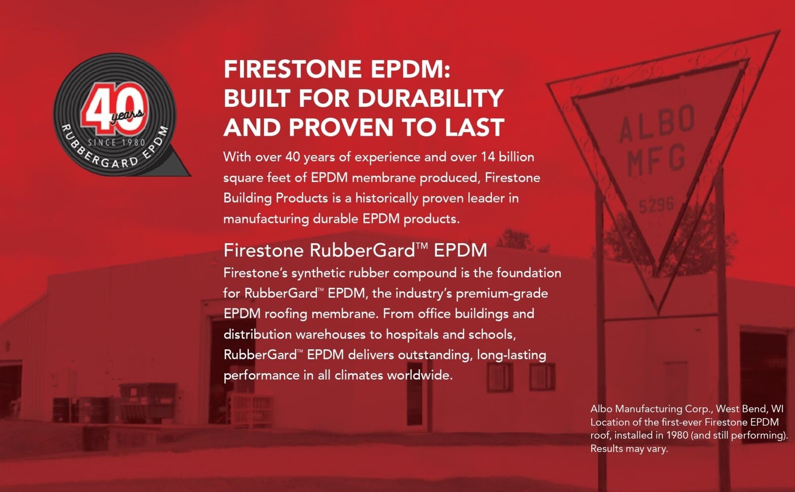 20′ x 45′ Firestone RubberGard 45-Mil EPDM Roofing Rubber