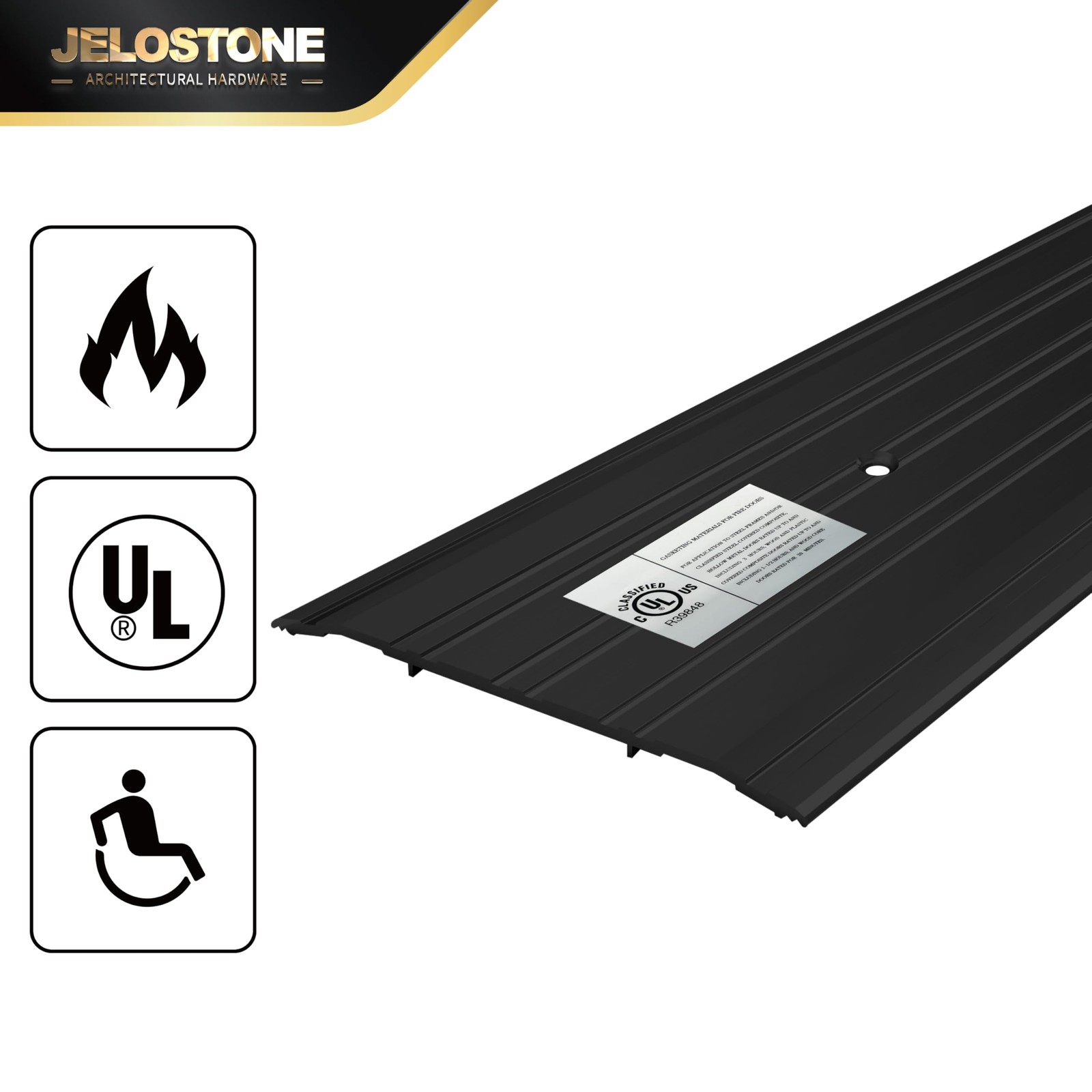 JELOSTONE 5”W x 1/4”H x 48”L – x x 48”L, Matte Black Anodized