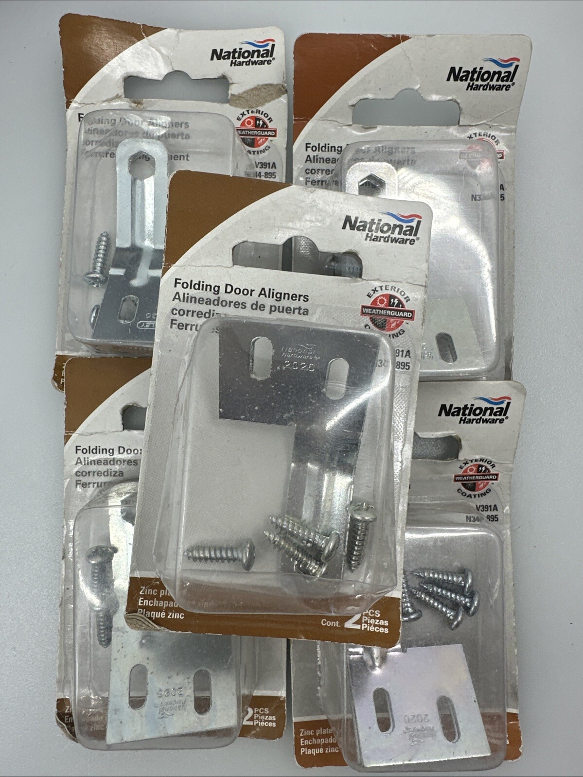 5 National Hardware N344-895 Steel Universal Folding Door Aligners NEW 10 Total