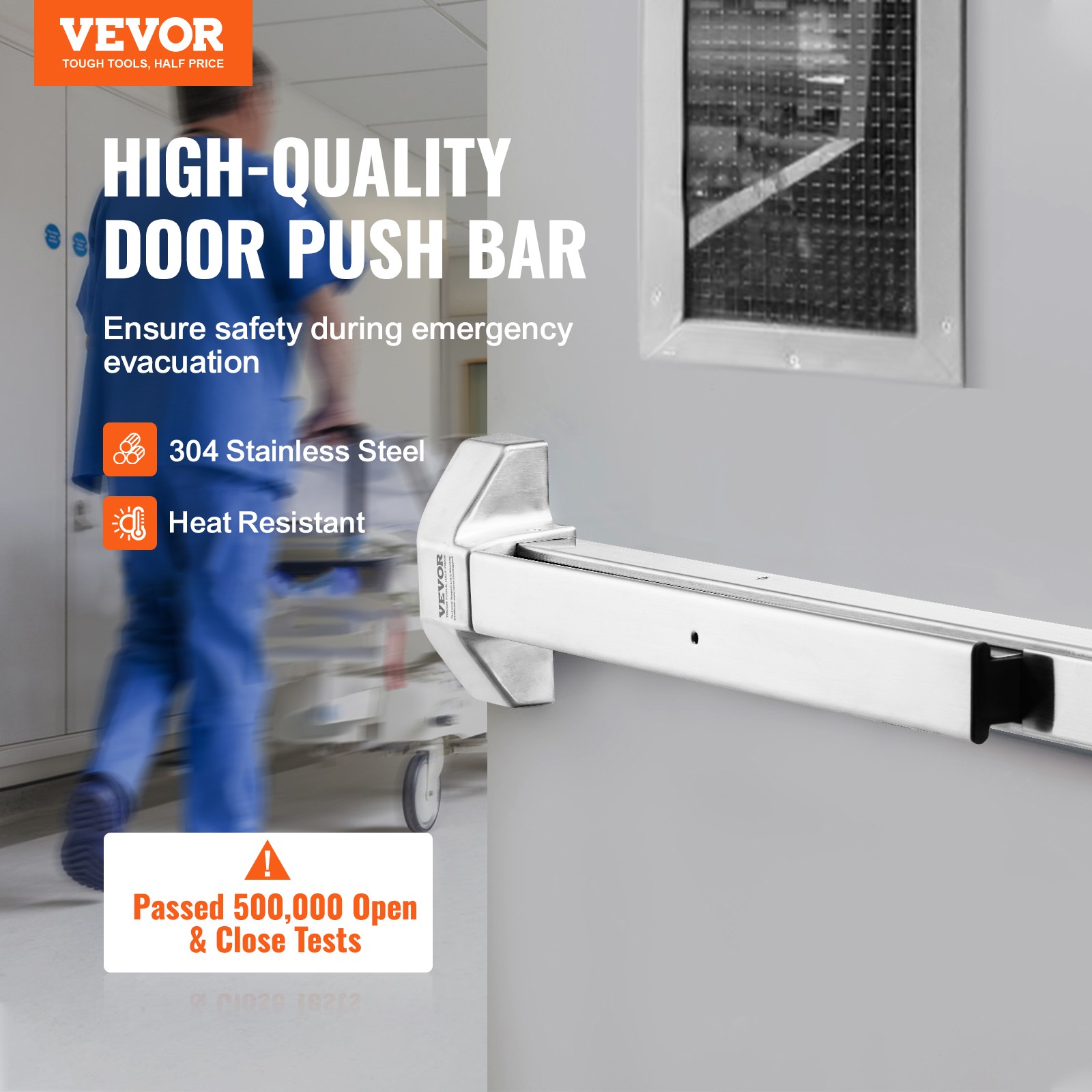 VEVOR Push Bar Door Locks Stainless Steel Panic Bars for Exit Doors with Lever
