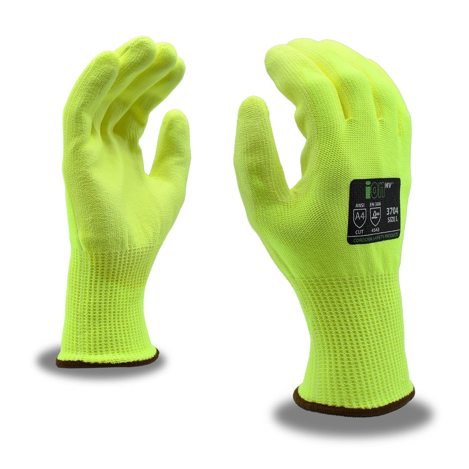 Cordova 3704 High-Visibility Cut-Resistant Gloves, HPPE with Added Steel/Glass F