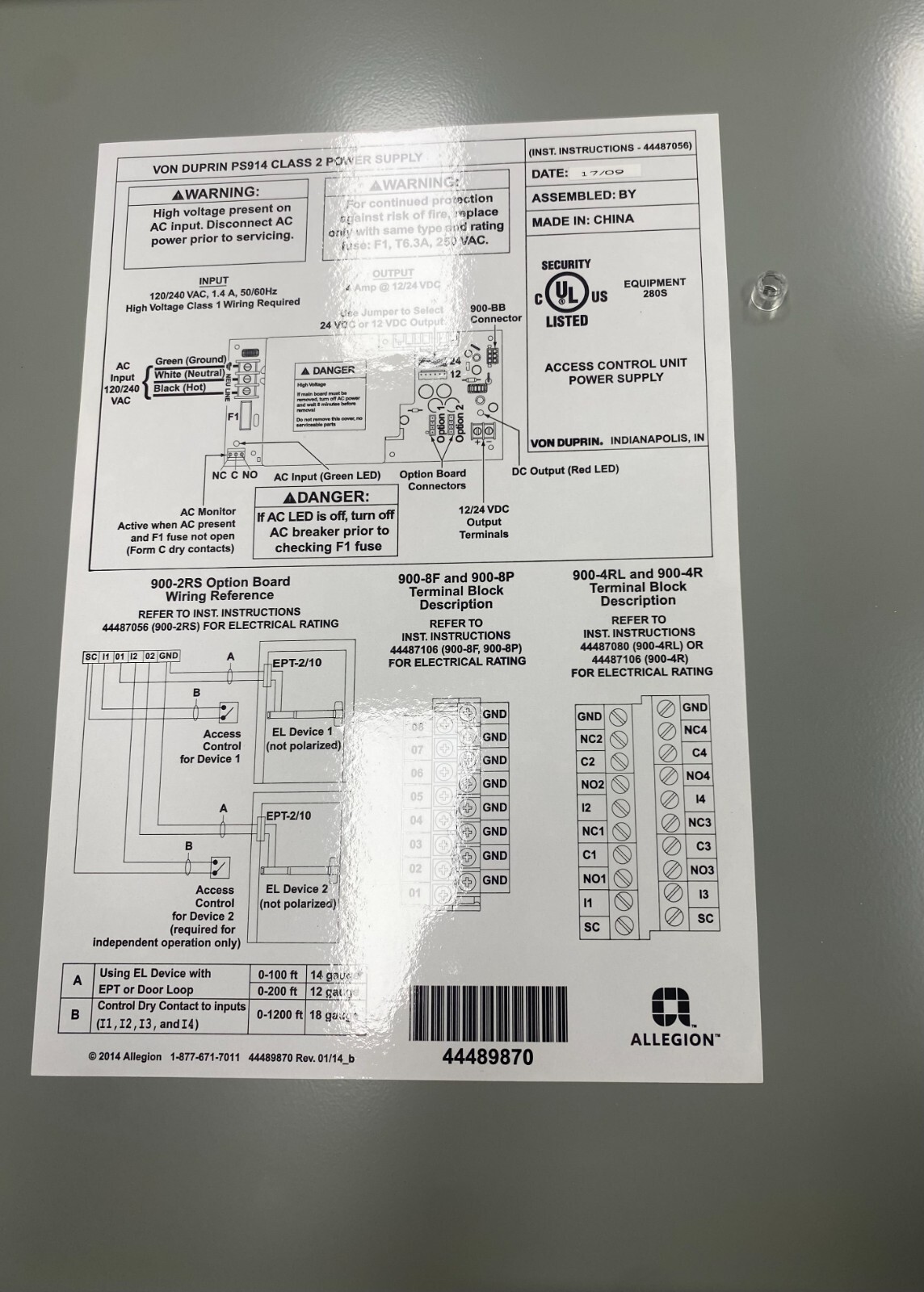 VON DUPRIN PS914 POWER SUPPLY