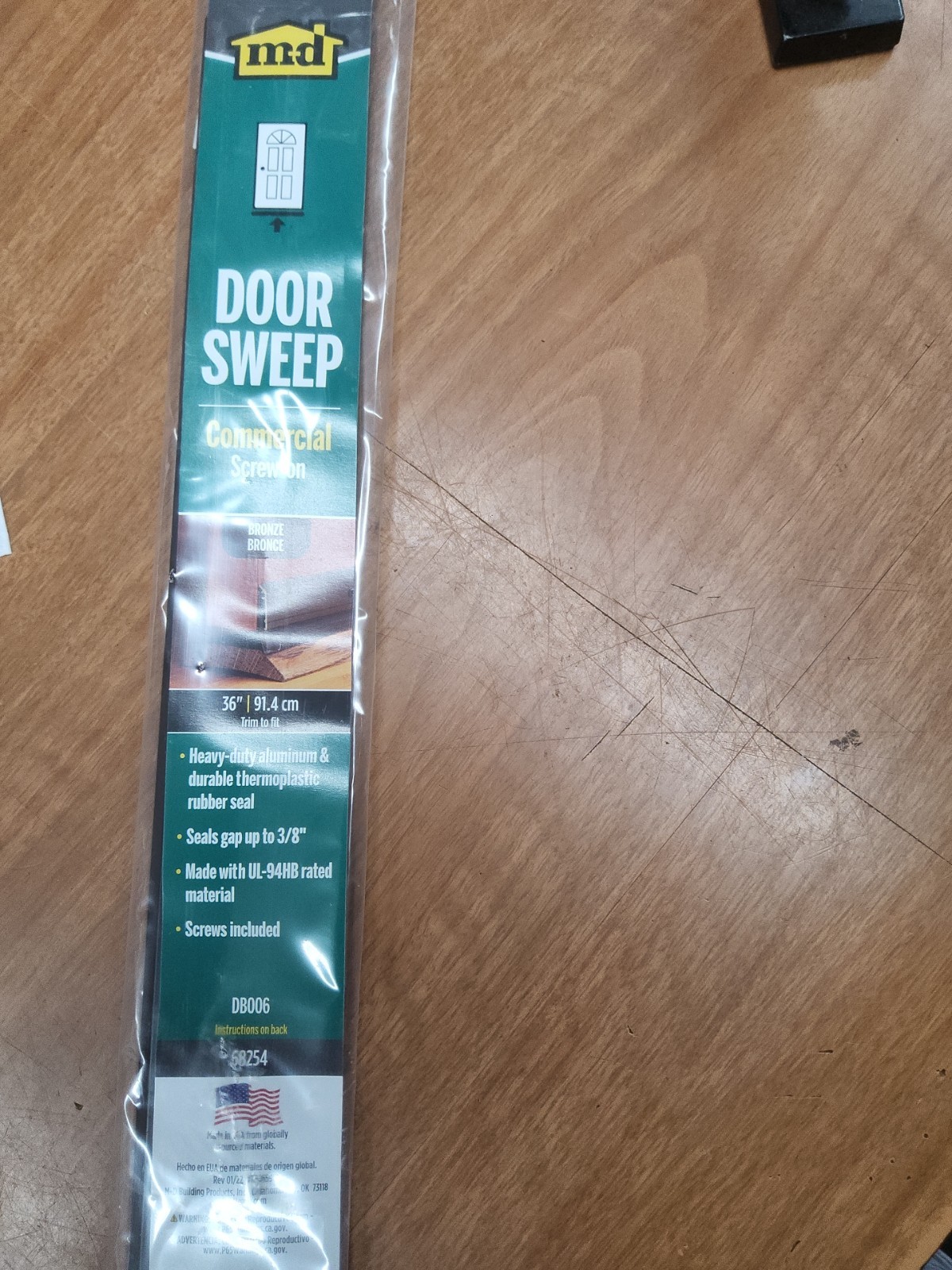 M-D Building Products DB006 36″ Bronze Commercial Screw-On Door Sweep. SB13