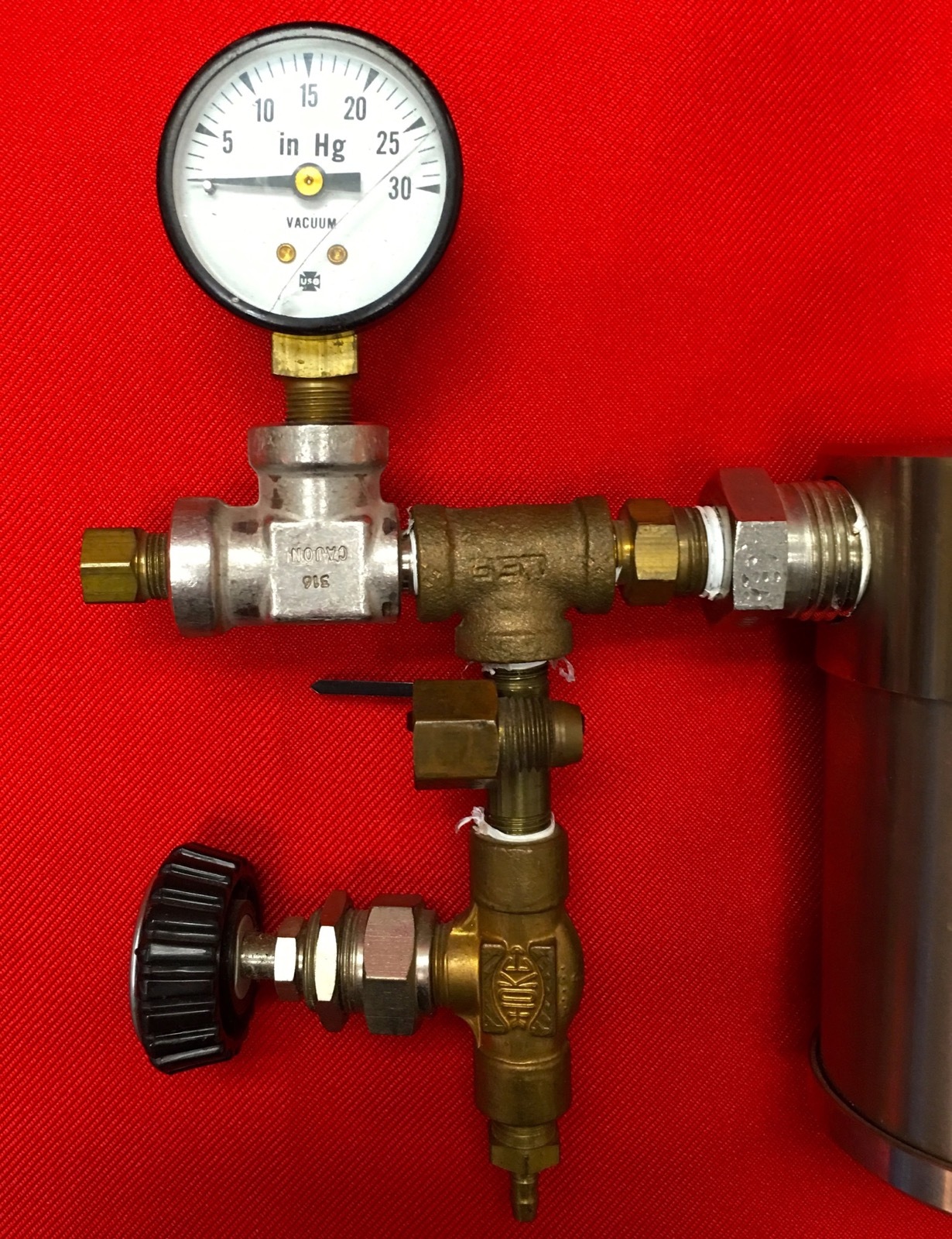 Balston Type 33 Element 100-12 250psig@400F PLUS Hoke Needle Valve Vacuum Gauge