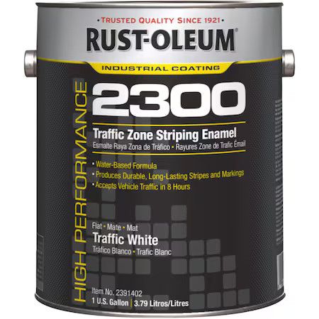 Rust-Oleum 2391402 Traffic Zone Striping Paint, 1 Gal., White, Water -Based