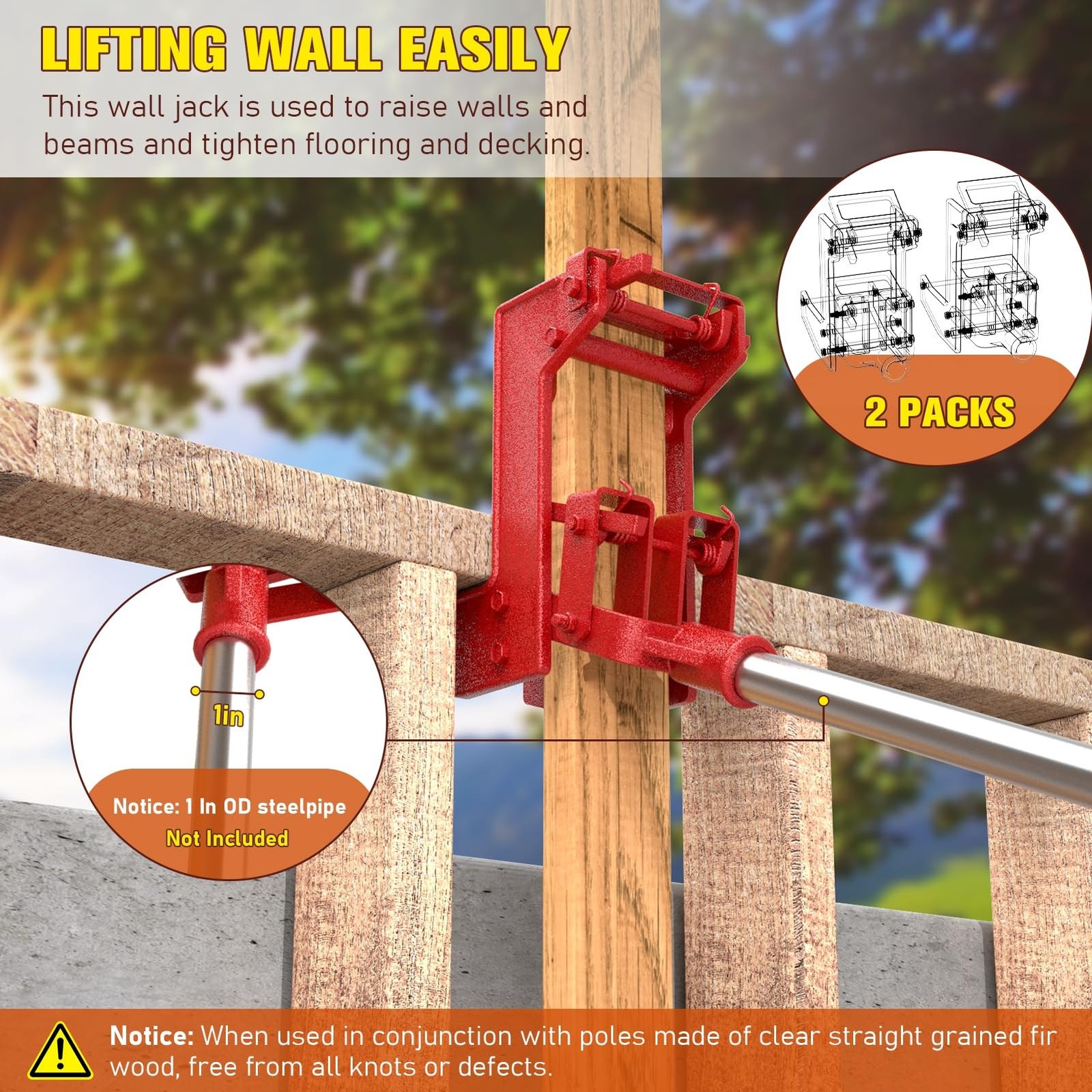 2 Pack Wall Jack, Portable Wall Jacks for Framing, Use with 1-1/2 X 3-1/2 in …