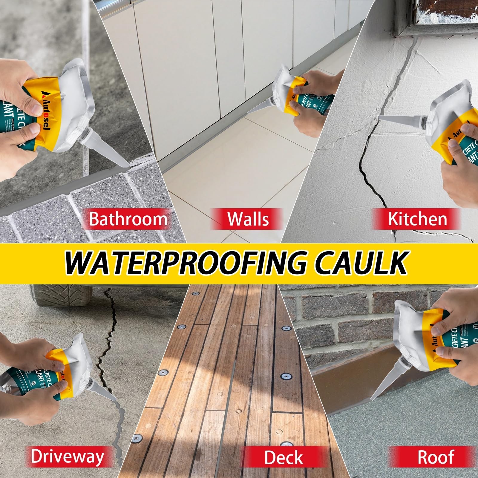Concrete Crack Filler, Self-Leveling Cement Crack Filler, Fast-Drying Waterpr…