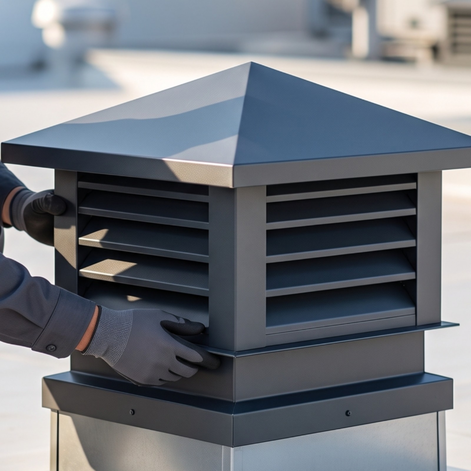 Exhaust Hood with Louvers Louvered Roof Vent Cap Weatherproof for Roofers