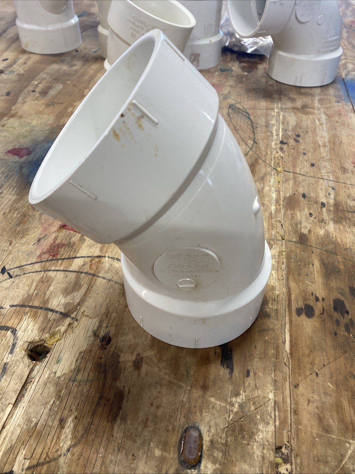 Charlotte Pipe 45 Degree Elbow PVC White 4″ PVC003211400HA